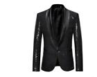 Mens Slim Fit Suit Jacket Blazer Shiny Sequin Coat Stage Business Blazer Coat