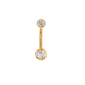Anillo ombligo en oro amarillo de 14 kt y circonita cúbica barra piercing simple - Imagen 1 de 2