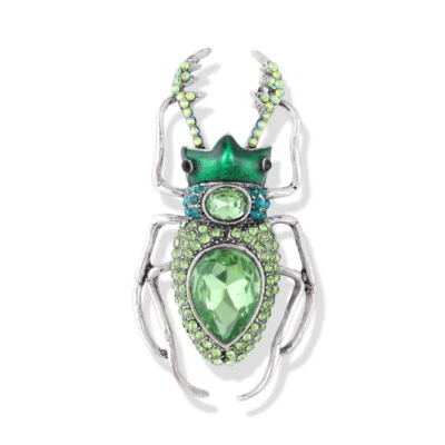 Broche vintage insecto escarabajo estrás joyería exquisito cristal ropa prendedor Foto 1 de 4