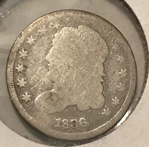 1836 capped bust half Dime , Good / AG Cover