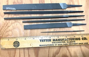 Lot of 6 Disston Porter USA Bastard, Bite Rite, #8, Flat Round Tri-sided EUC - Picture 1 of 24