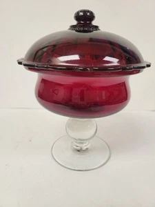 Vintage rubinrotes Glas Zirkuszelt Bonboniere - Bild 1 von 6