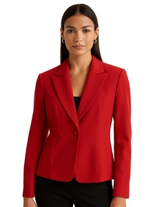 Vintage Moda Int'l Jacket Blazer 100% Silk Red Women's Size 10 Lined Button - Picture 1 of 7