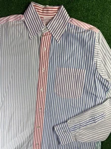 Vintage 80s Brooks Bros Bengal Stripe Multicolor Large 14 1/2 .5 R Shirt USA - Picture 1 of 5