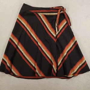 Womens Linen Skirt Size 18W 20W Black Orange V Stripes Side Belt Tie Catos - Picture 1 of 7