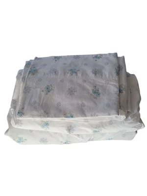 JUEGO DE SÁBANAS SIMPLE SHABBY CHIC ESTAMPADO FLORAL AZUL TAMAÑO COMPLETO 100% ALGODÓN Foto 1 de 3