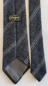 Vintage Cairngorm Pure Wool Men’s Tie Scotland Black Blue Tan Stripes 56L 3W - Picture 1 of 12