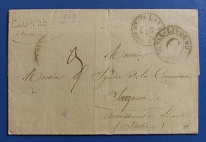 1863 franchigia via di mare da Bastia (Corsica) x Sarzana via Livorno - tassata - Foto 1 di 2