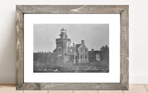 14 Mile Point Light House Ontonagon Michigan Mi - gerahmte Kunst - Bild 1 von 2