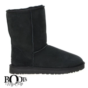 UGG MEN'S CLASSIC SHORT BLACK SUEDE SHEEPSKIN BOOTS 5800 SIZE US 10/UK 9 NEW - Picture 1 of 5