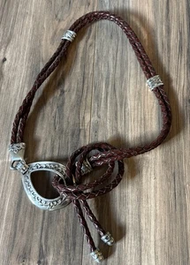 Vintage Damen Hüftgürtel geflochten braun Leder silber Fransen Western Boho - Bild 1 von 10