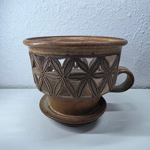 Maceta vintage de cerámica de estudio firmada maceta calada recorte planta floral - Imagen 1 de 8