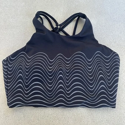 Sujetador deportivo BUFFBUNNY reflectante negro plateado cuello alto con tiras talla pequeña para correr Foto 1 de 4