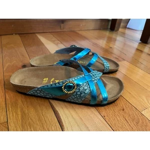 Tatami Birkenstock Fussbett Strap Sandals Turquoise Women's 9 - Picture 1 of 6