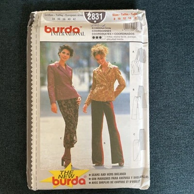 Burda Pattern 2831 NEW  Wrap jacket top, fitted tie pant  Size 8-16 - Image 1 of 4