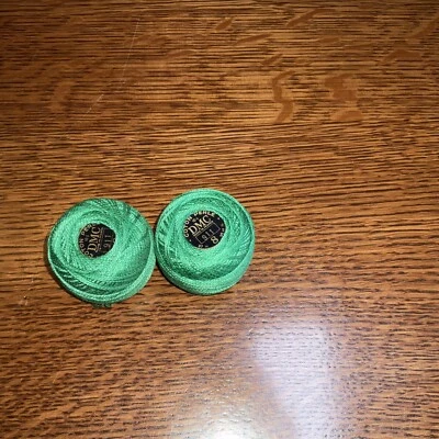 Vintage Lot 2DMC Pearl / Perle Cotton Thread Balls Size 8 GREEN 911 - Image 1 of 4