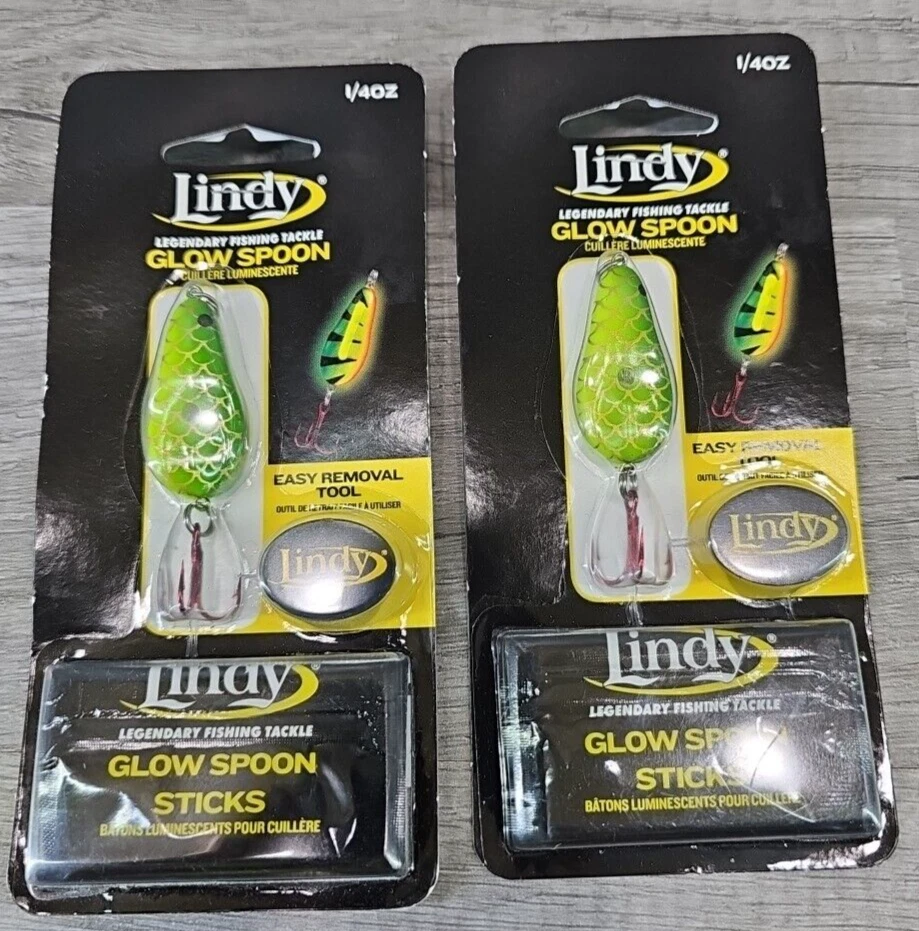 Lindy Glow Spoon 1/8oz with Extra Glow Sticks Ice Fishing Lure