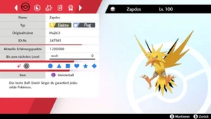 Shiny Zapdos Pokemon Schwert Schild 6DV! + Meisterball  - Bild 1 von 5