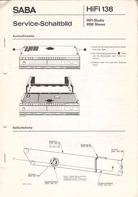 SABA - HiFi 138 - HiFi-Studio 9100 Stereo - Service Schaltbild - B3105 - Bild 1 von 2