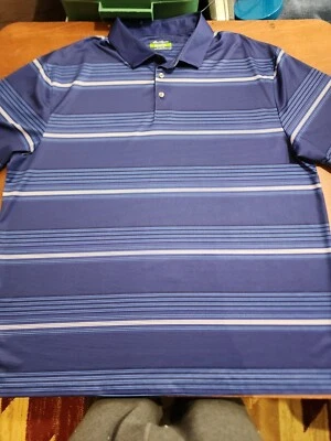 Polo a rayas Ben Hogan Performance 2XL XXL para hombre azul blanco/azul/negro usado en excelente estado. VB2 Foto 1 de 4