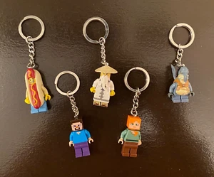 LEGO Minifigure Keychain LOT  HOT DOG MAN Minecraft Steve Alex STARWARS Ninjago - Picture 1 of 4