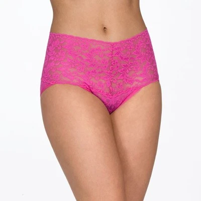 Hanky Panky RETRO Jazzberry Pink Nylon Signature Lace V-Kini Bikini Brief - S - Image 1 of 4