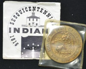 1816-1966 Indiana Sesquicentenario, Sello del Estado de Indiana, Medalla de Bronce - Imagen 1 de 3