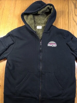 Hurley Womens Medium Black Hoodie Fleece Lined Full Zip w Pockets - Imagem 1 de 4