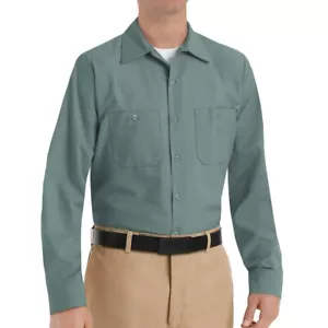 Red Kap Men's Long Sleeve Light green Poplin Industrial Work Shirt M L - Picture 1 of 3