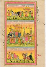 Indian Mughal Procession Historical Miniature Paper Painting Watercolor Painted