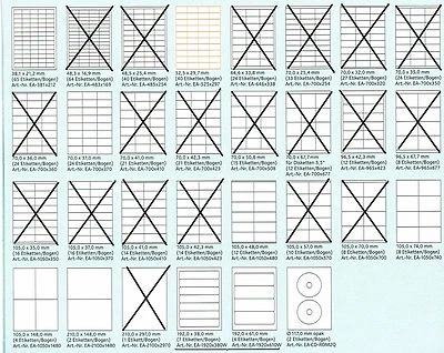 Etiketten, Adressaufkleber, Ordner, DVD/CD für Drucker, Kopierer(Laser,Tinte)