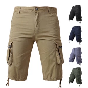 Men Crop Capri Pants Trousers Shorts Cargo Casual Pocket Loose Cotton Summer - Bild 1 von 17