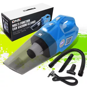 2-In-1 Handheld Corded Car Vacuum Cleaner Air Compressor Pump w/ LED Light Blue - Picture 1 of 12
