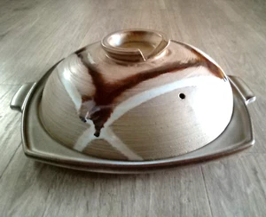 LARGE japanese Donabe Grill Clay vintage mid century japan studio pot frying pan - Picture 1 of 12