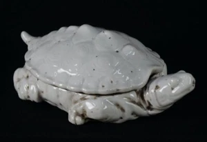Antique Japan Suzuri-Game turtle Zen writing basin 1850 Edo craft - Picture 1 of 13
