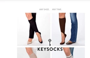 KEYSOCKS KNEE HIGH NO SHOW SOCKS BLACK OS NWT - Picture 1 of 6