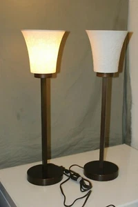 Vintage Justice Design Group Table lamps 2004 Bronze & Etched Ceramic NOS Rare - Picture 1 of 7