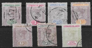 LEEWARD ISLANDS SG1/7 1890 SHORT SET TO 1/= USED - Picture 1 of 1
