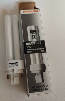 SYLVANIA 20671 DULUX D/E 13W CF13DD/E/835  BASE CULOT G24q-1 AL 10,000 hours - Image 1 of 4