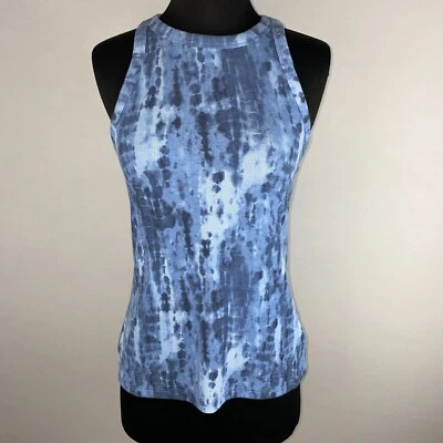 Old Navy Active Tank Top Womens S Blue Tie Dye Rib Knit High Neck Racerback Yoga - Image 1 of 4