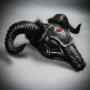 Halloween Voodoo großer RAM schwarzer Teufel Biest Horn Maskerade Tier Totenkopf Maske - Bild 1 von 9