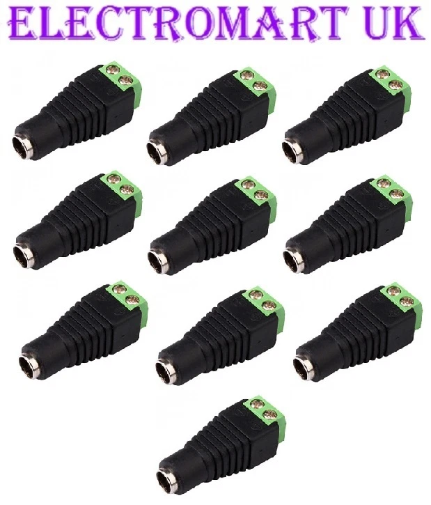 ELECTROMART 10 X DC CAMERA POWER SOCKET 12V VOLT CCTV ADAPTOR CONNECTOR FEMALE 2.1MM