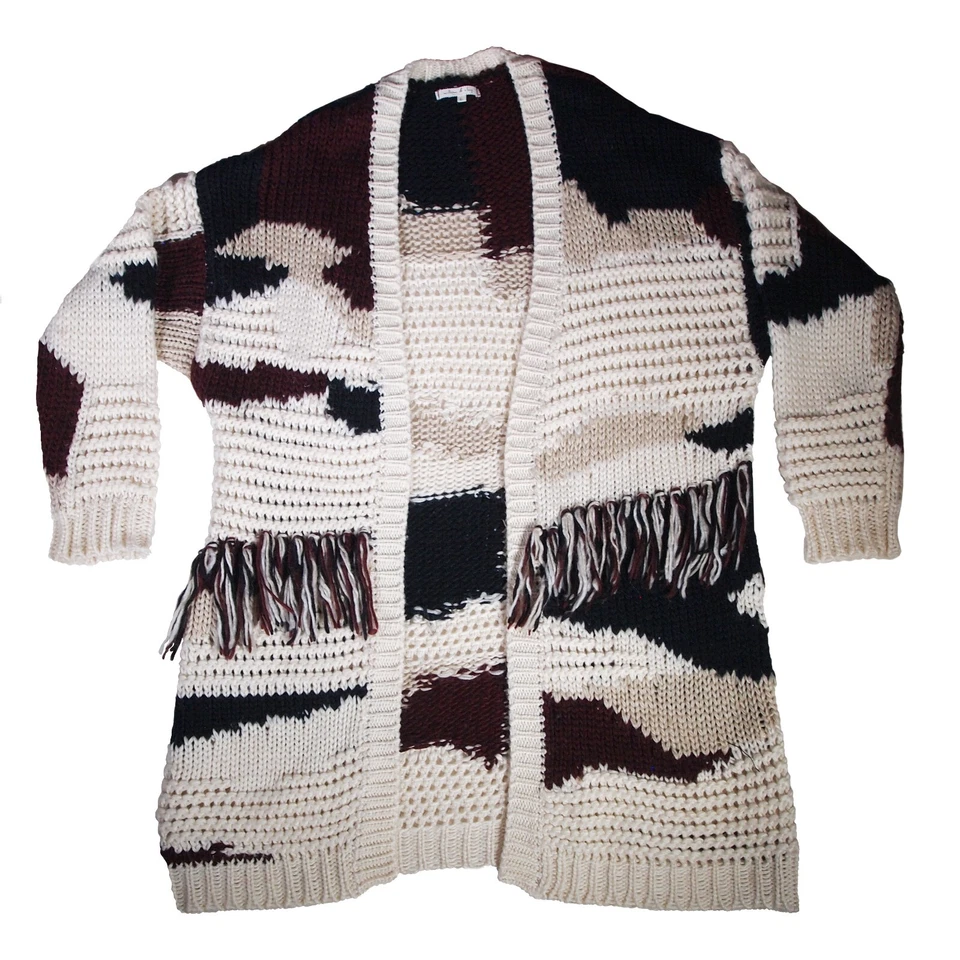 Willow & Clay Anthropologie, Ladies Cozy Knit Cardigan W/Fringe Sz Lg - Image 1 of 4