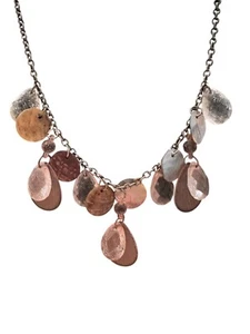 Brown Tone And Faux Crystal Stones Stylish Necklace Costume Jewelry Christmas - Picture 1 of 4