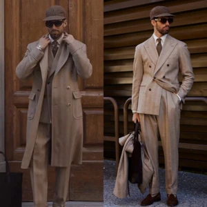 Abrigo Para Hombre Solapa Pico Negocios Informal Doble Pecho Abrigo Largo Invierno Cálido - Imagen 1 de 12