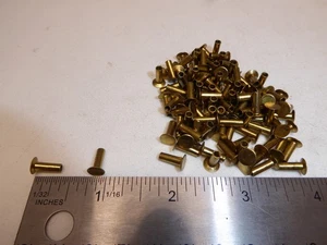 1/8 x 3/8 Semi Tubular Brass Rivets VINTAGE Made in the USA QTY 100 NEW - Picture 1 of 8