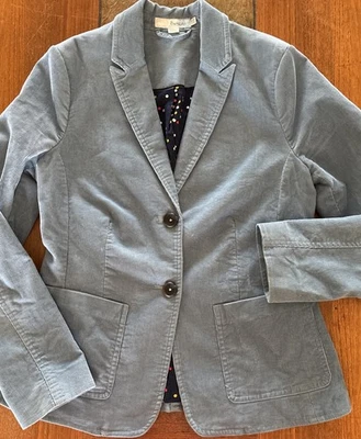 Boden Sky Blue Corduroy Blazer Jacket US 6R Pockets Lined Classic Excellent - Image 1 of 4