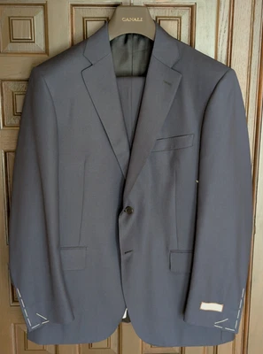CANALI Classic Fit 100% Wool Suit, Solid Blue, 13290, Size 42 R (52 EU) NWI - Image 1 of 4