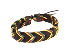 Handwoven Adjustable Lt. Brown Leather Bracelet Unisex Mulit-Color Durable Cord - Picture 1 of 2