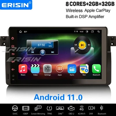 ERISIN 8-Core Android 11 Autoradio DAB+ Navi CarPlay 32Go BMW 3er E46 318 Rover75 MG ZT